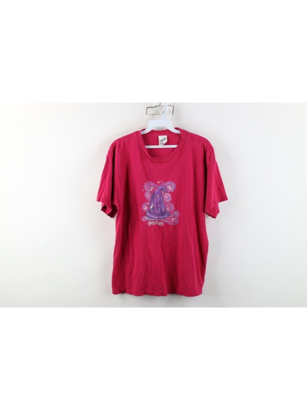 Vintage Y2K 2000 Harry Potter Womens XL Faded Magic Sorting Hat T-Shirt Pink